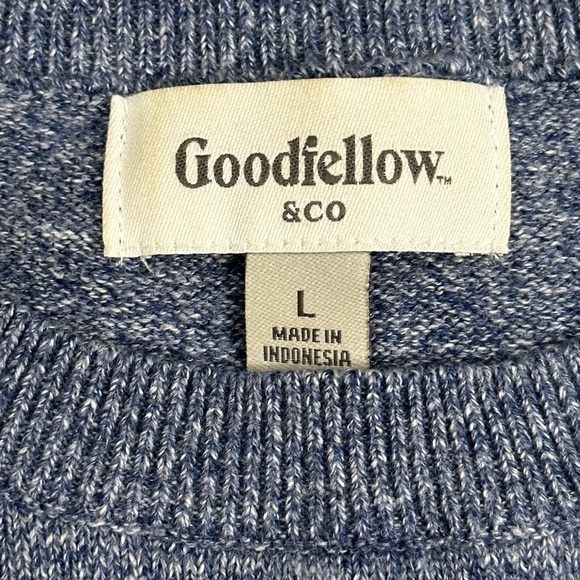 Men’s Goodfellow Large 42 - 44 Crew Sweater Stripes Blue White Long Sleeve NWOT - Picture 7 of 8